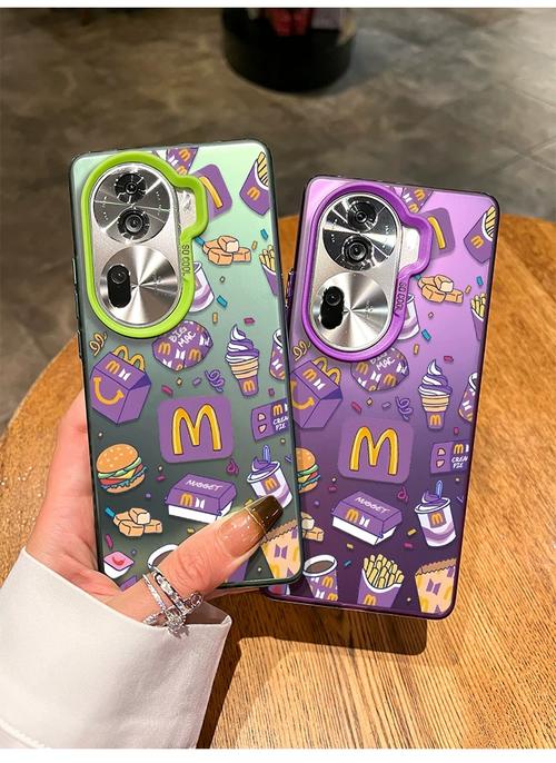 霆圳适用opporeno14手机壳麦门紫色汉堡薯条reno13pro男女新款12网红1